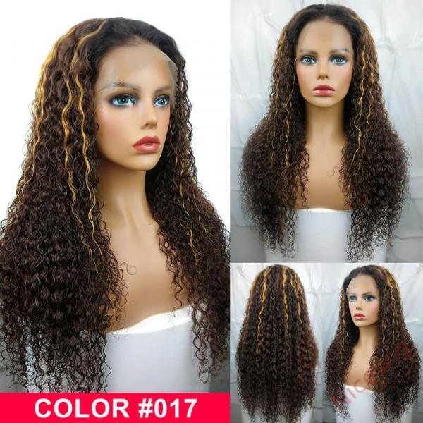 Glueless Black Mixed Brown Brazilian Curly Wig